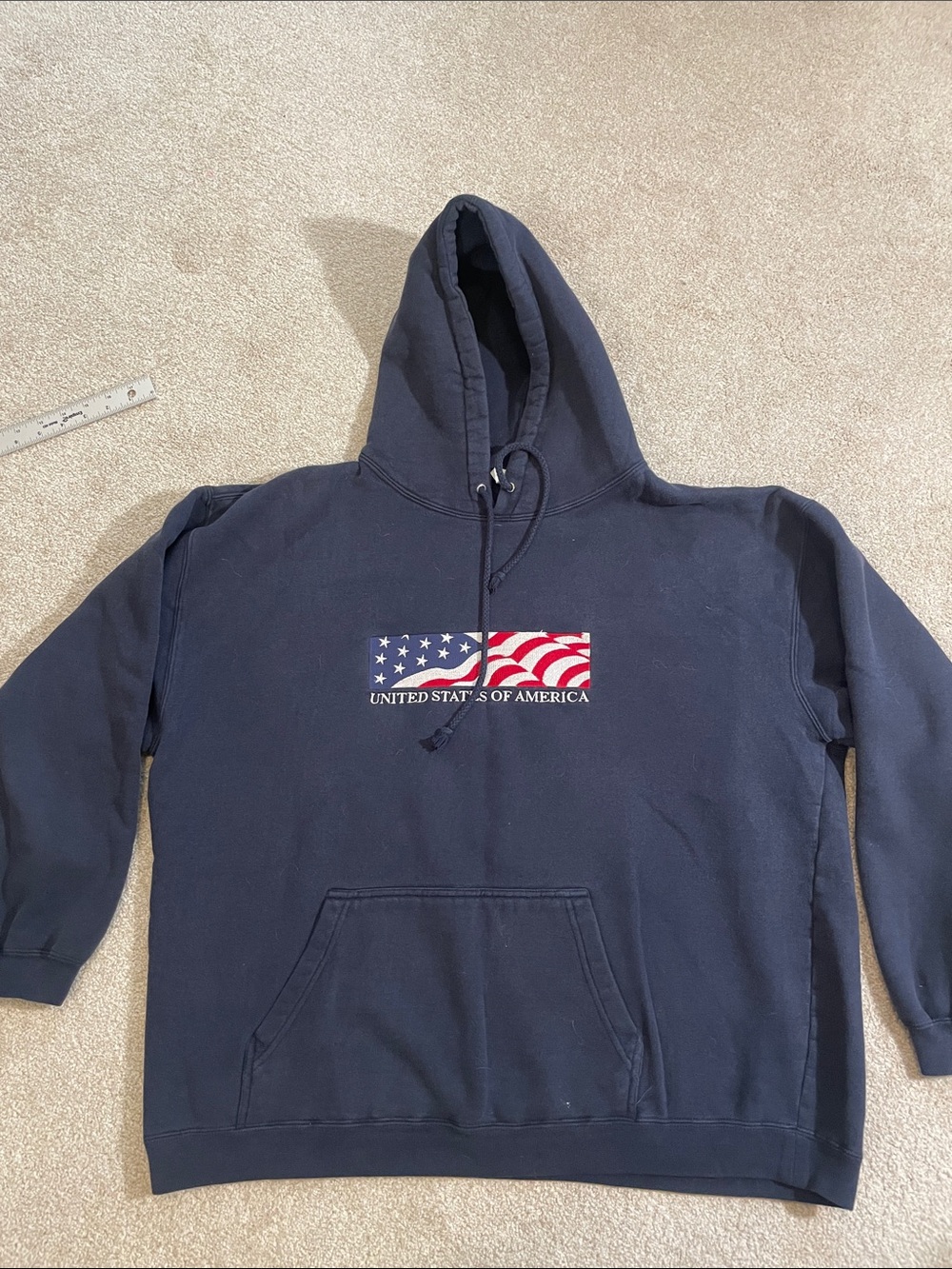 Vintage USA stitched navy blue hoodie- XL